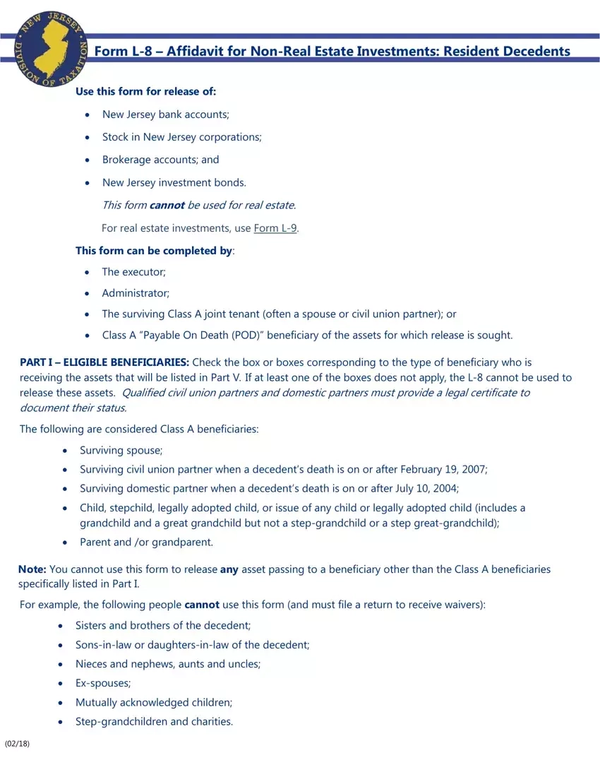 Nj Form L 8 Fill Out Printable PDF Forms Online