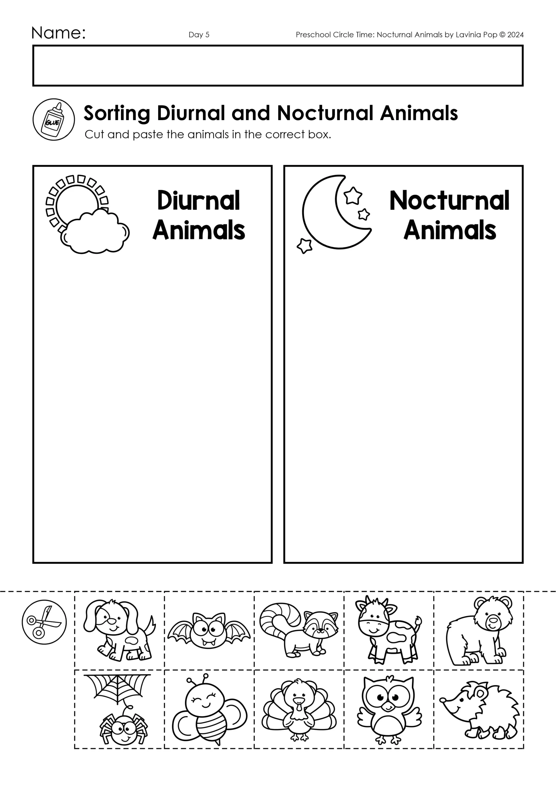 Free Printable Nocturnal Animals Worksheets
