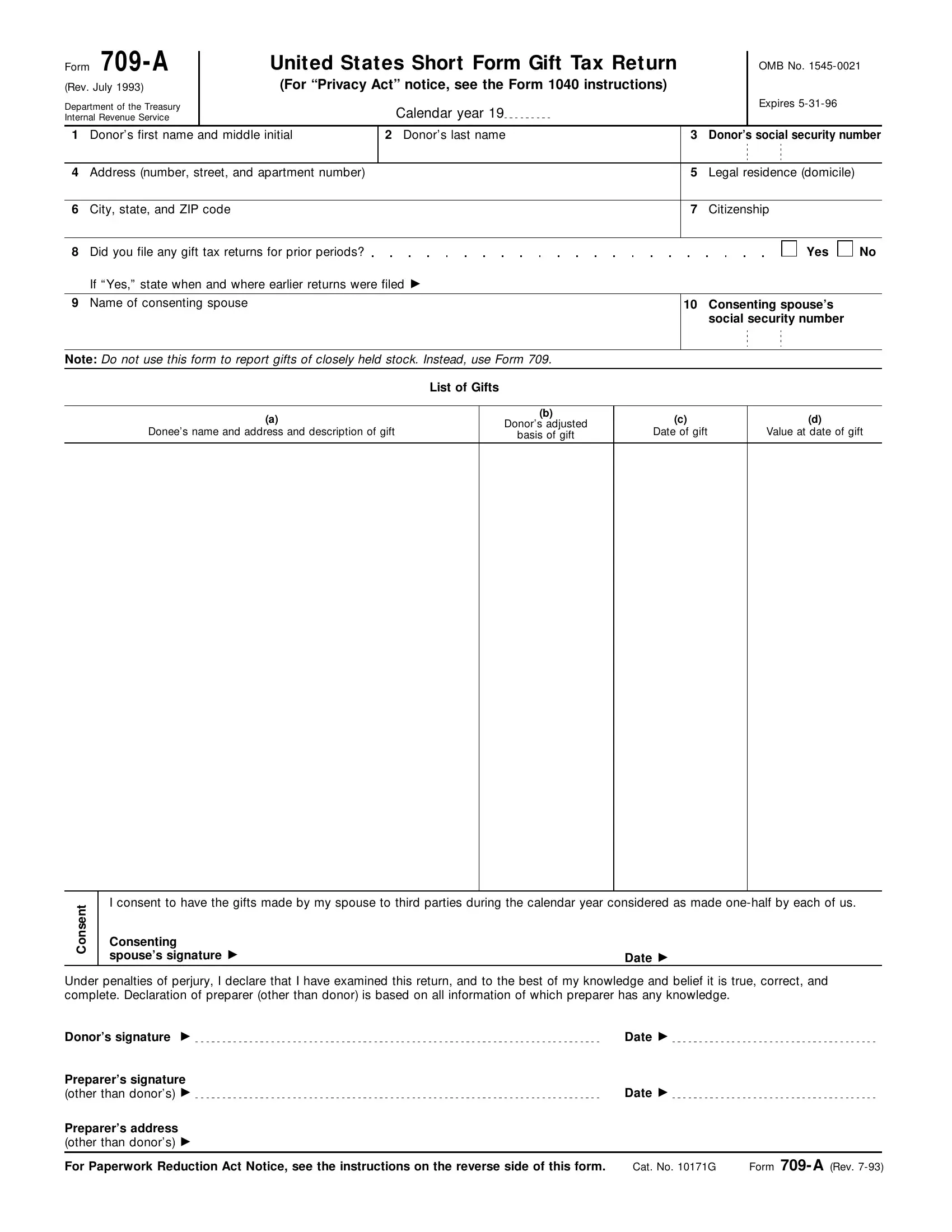 Notice Of Consent Form 709 Printable