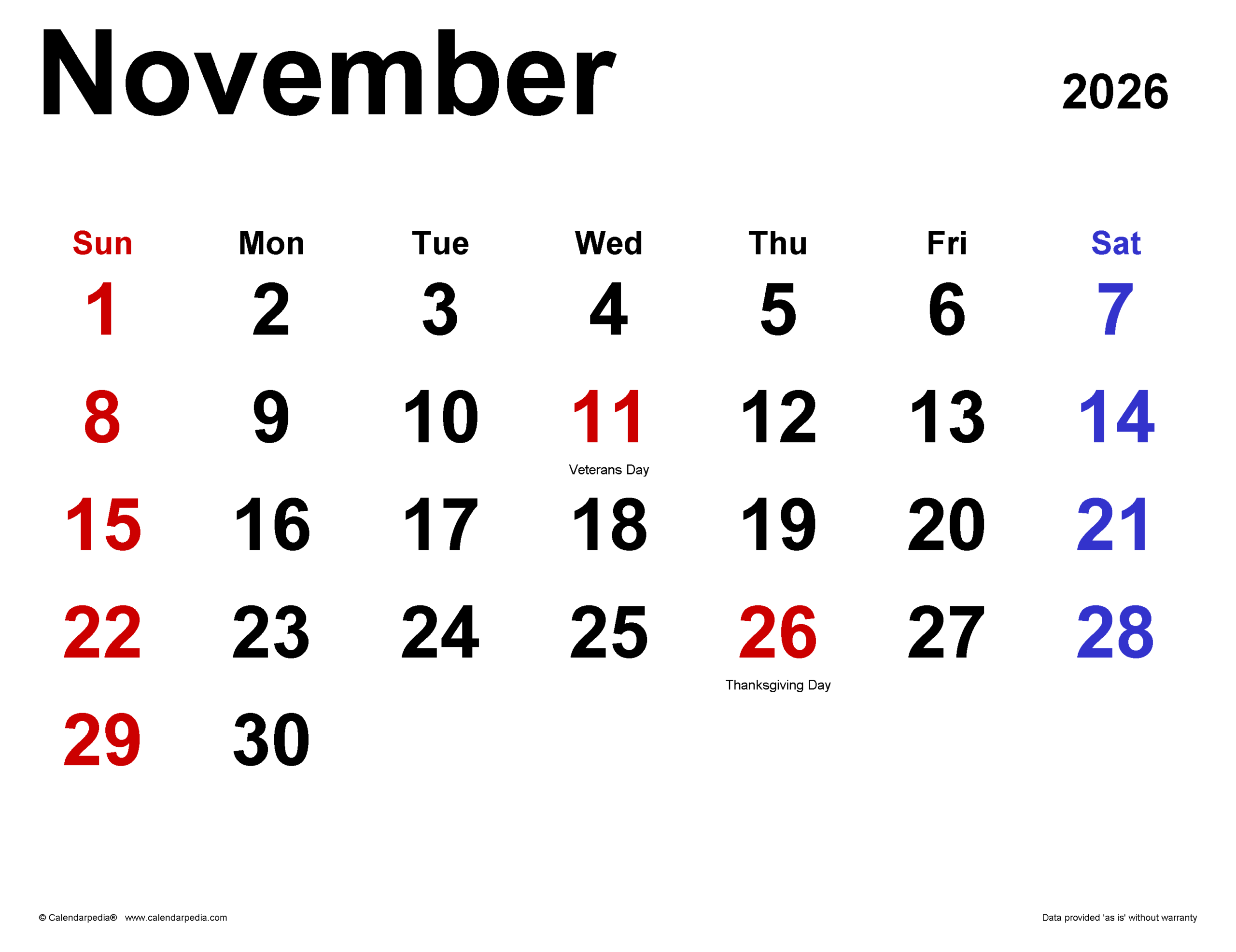 November 2026 Turkey Landscape Calendar Printable