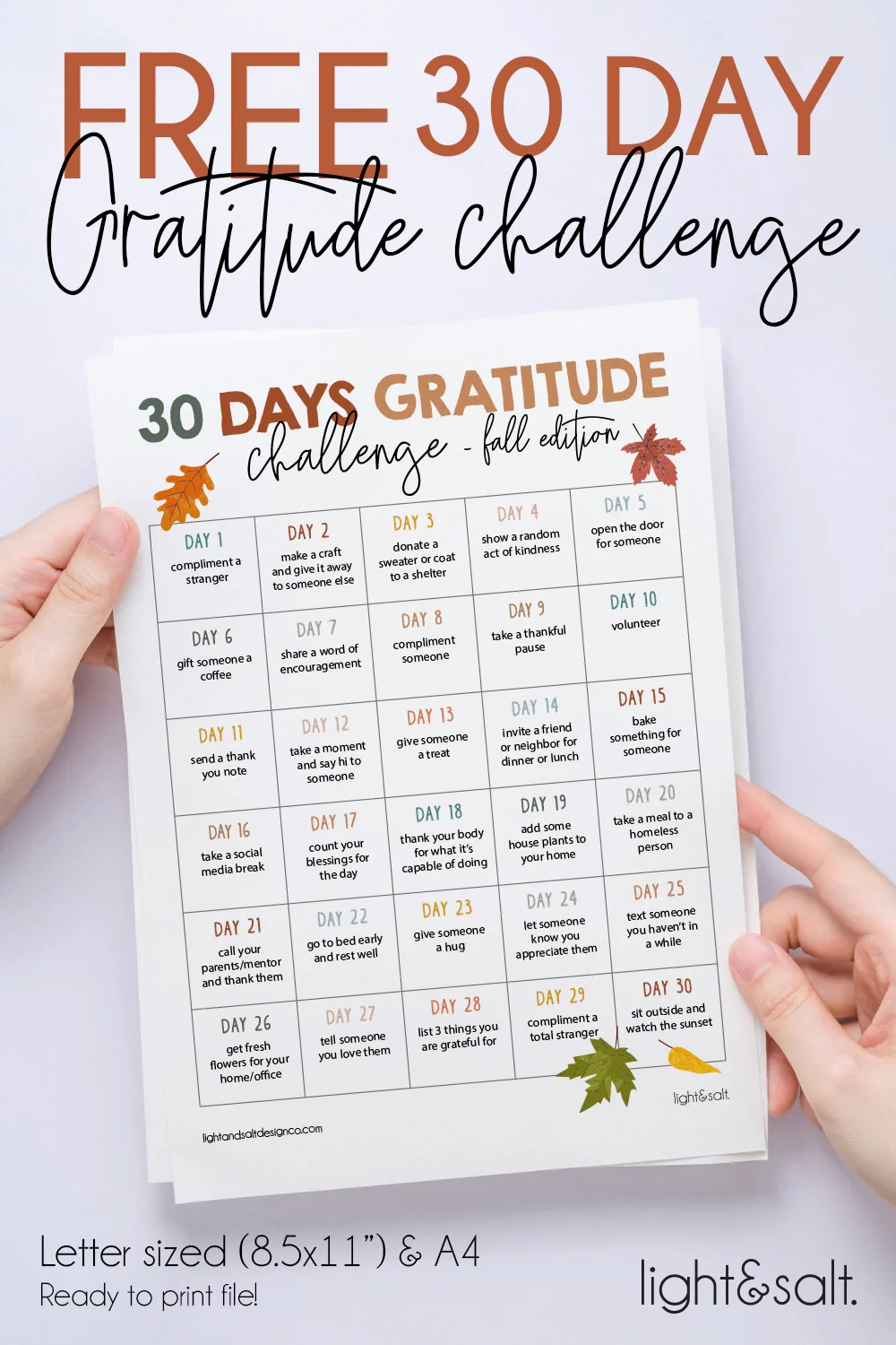 NOVEMBER Freebie 30 Days Gratitude Challenge LightandSaltDesign