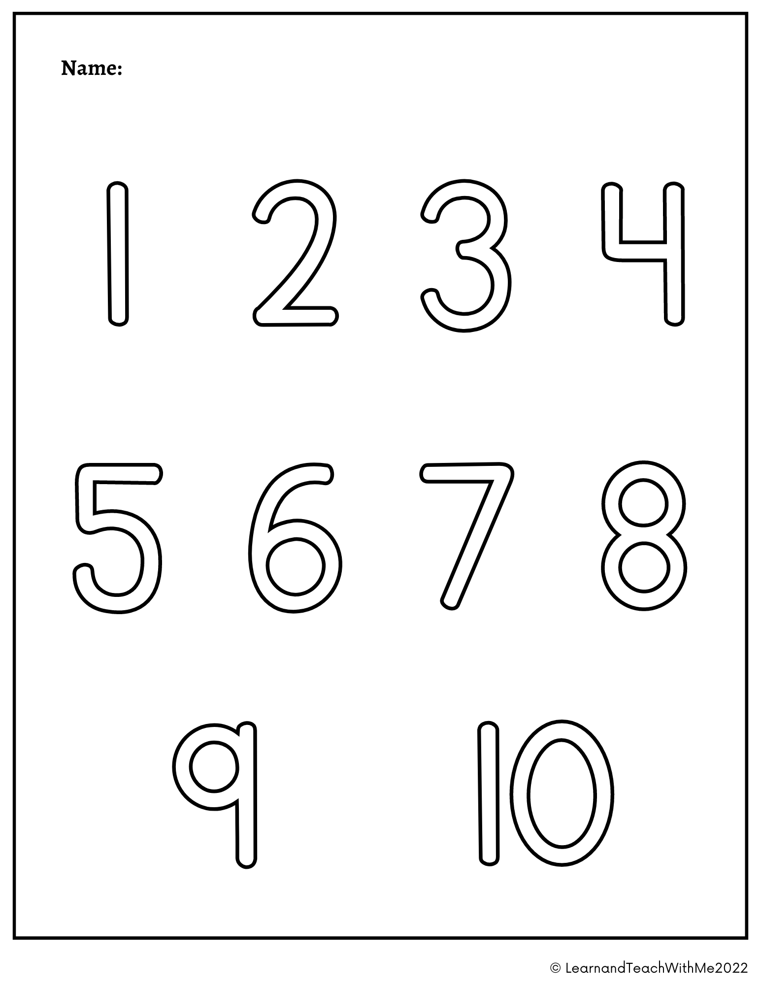 Free Printable Number Worksheets 1-10
