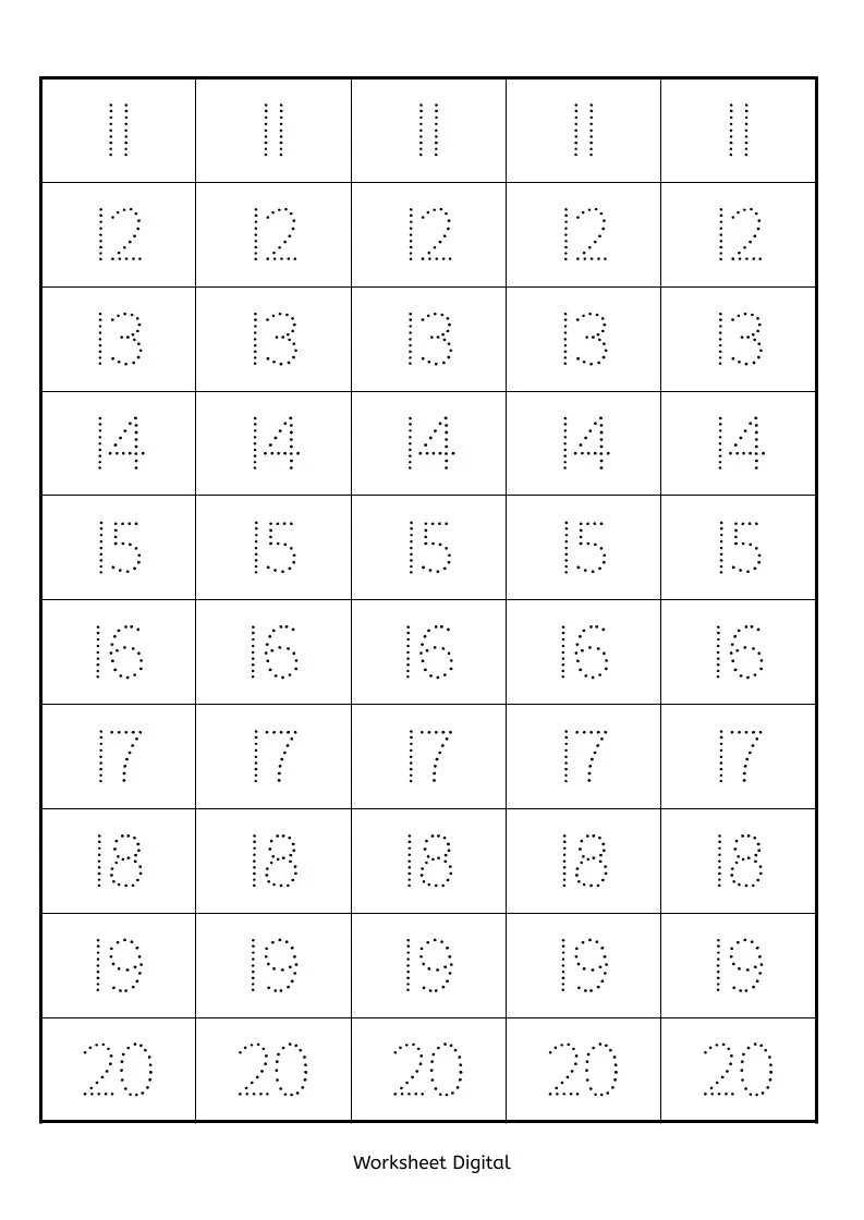 Printable Number Worksheets 1 20