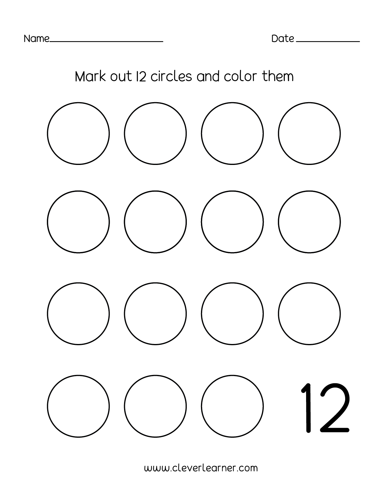 Number Twelve Writing Counting And Identification Printable 