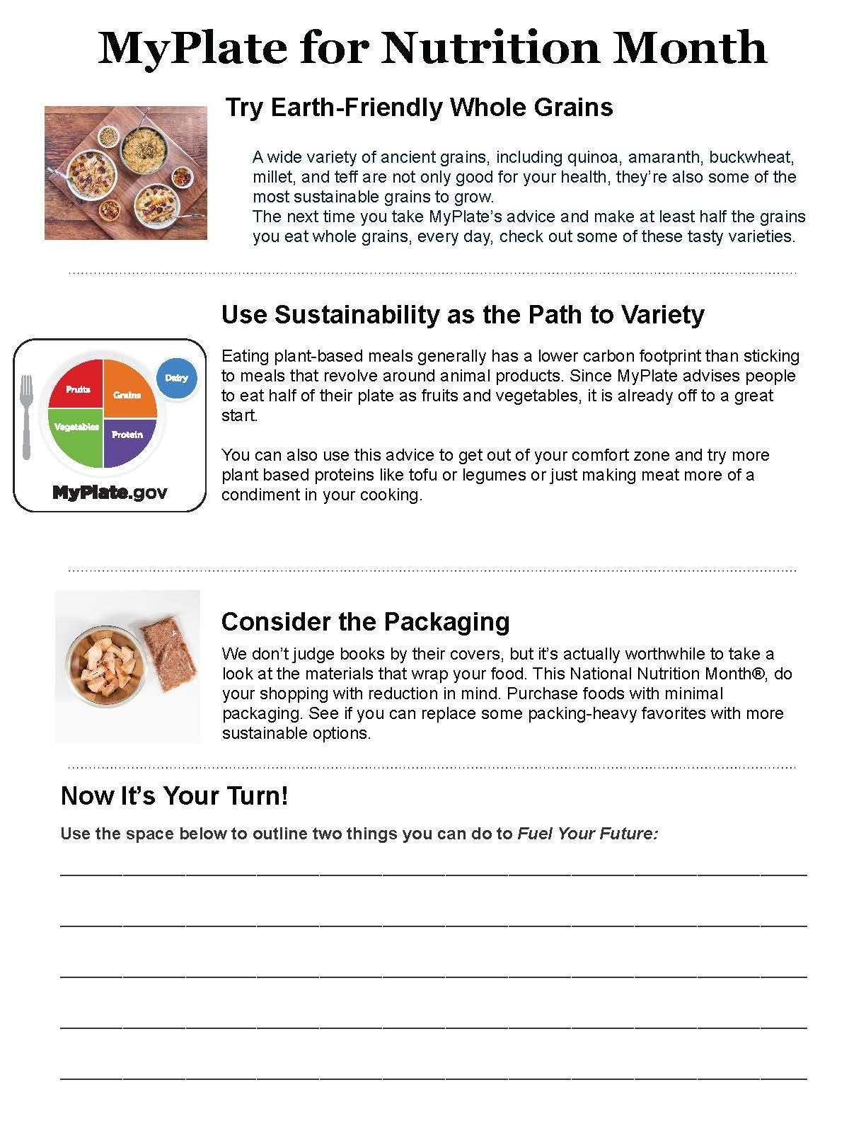 Make Your Own Printable Nutrition Worksheet