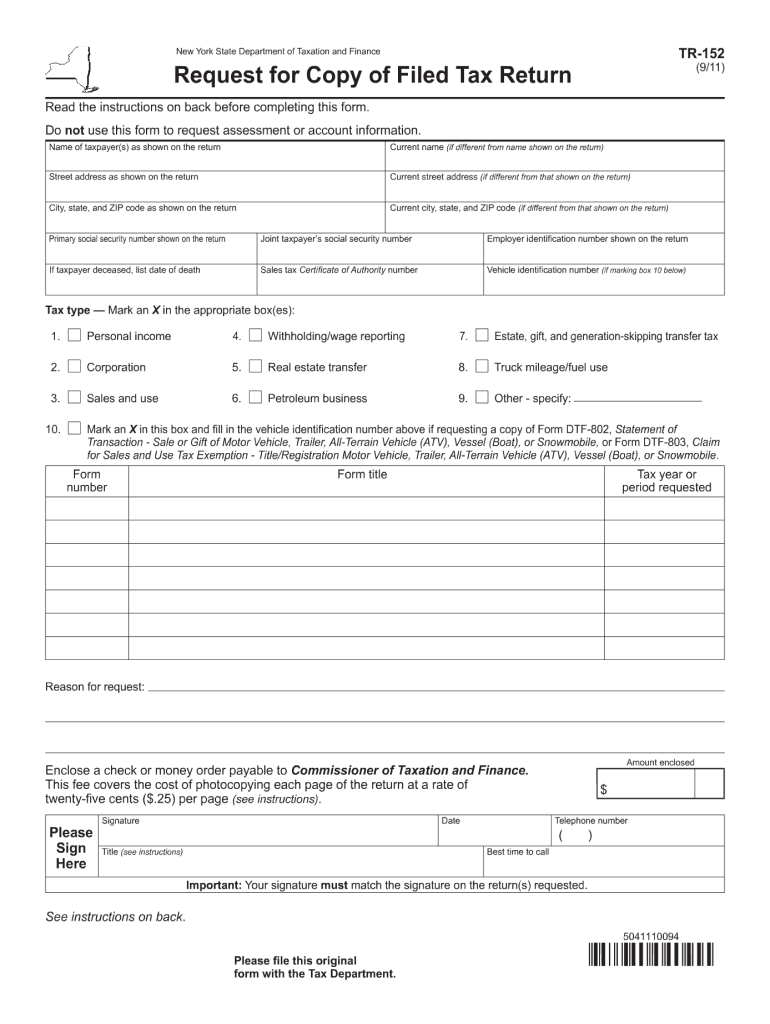 NY DTF TR 152 Form Fill Online Printable Fillable Blank 