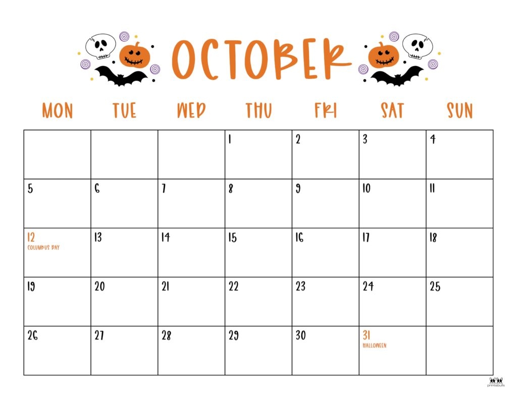 Blank October Calendar Printable 2026