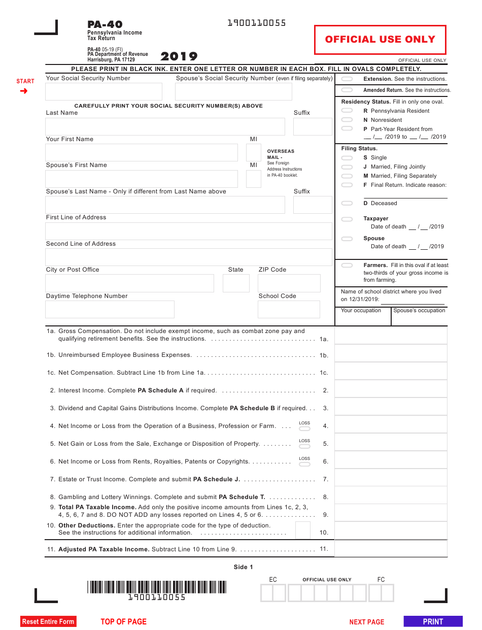 Pa 40 2023 Form Printable