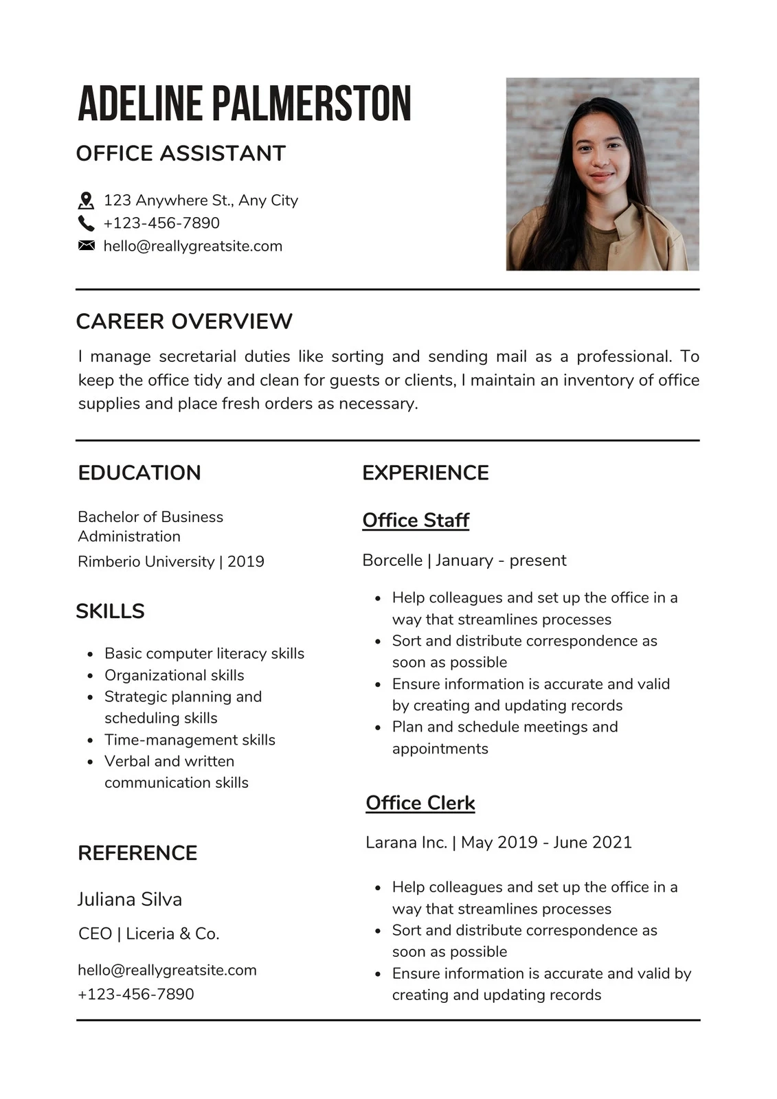 Printable Simple Resume Template