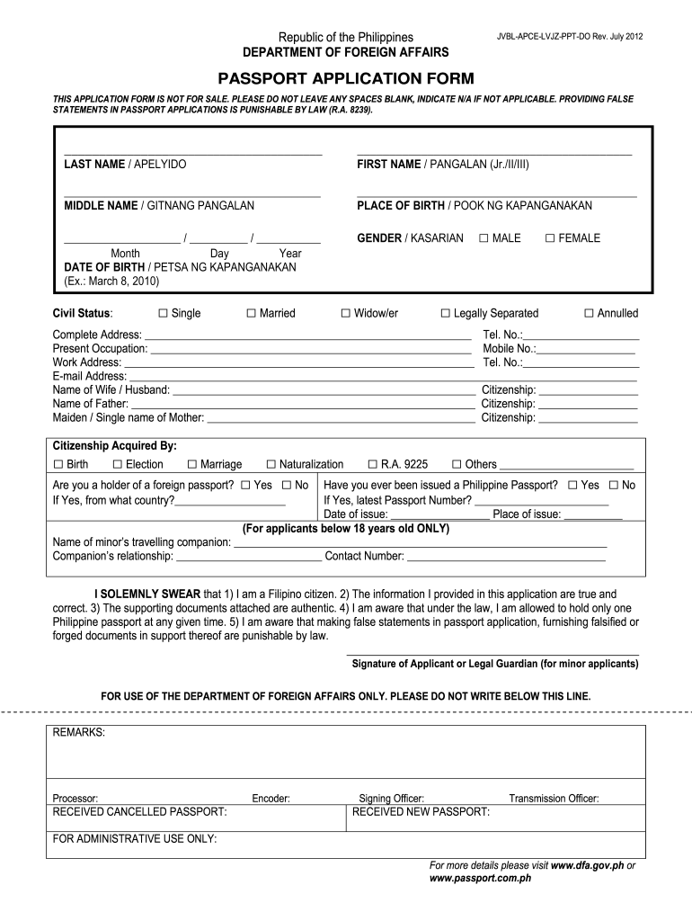 Printable Form For Passport Renewal