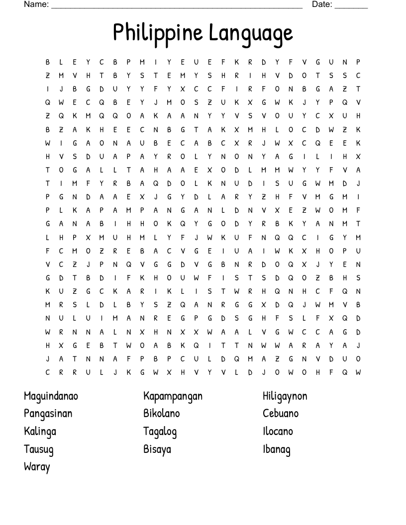 Word Puzzles Printable Tagalog