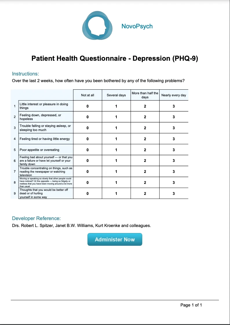 Phq 9 Form Pdf