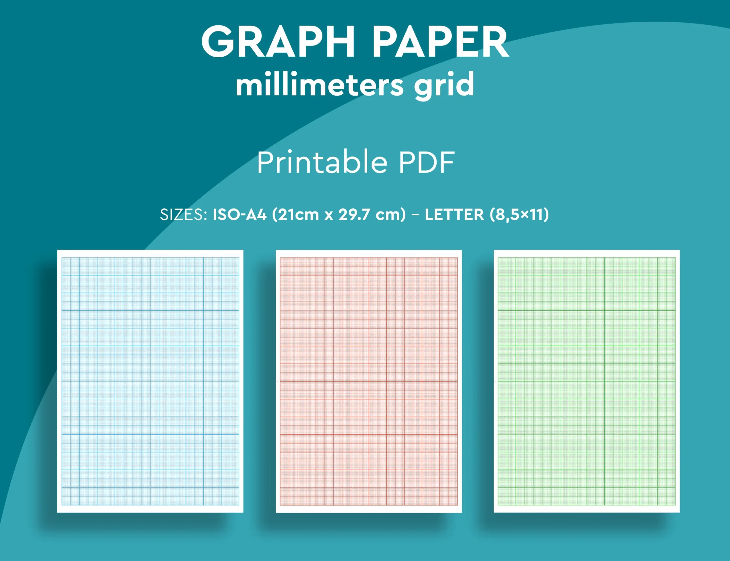 Printable 1mm X 1mm Grid GRAPH PAPER Milimeters Grid 3 Different 