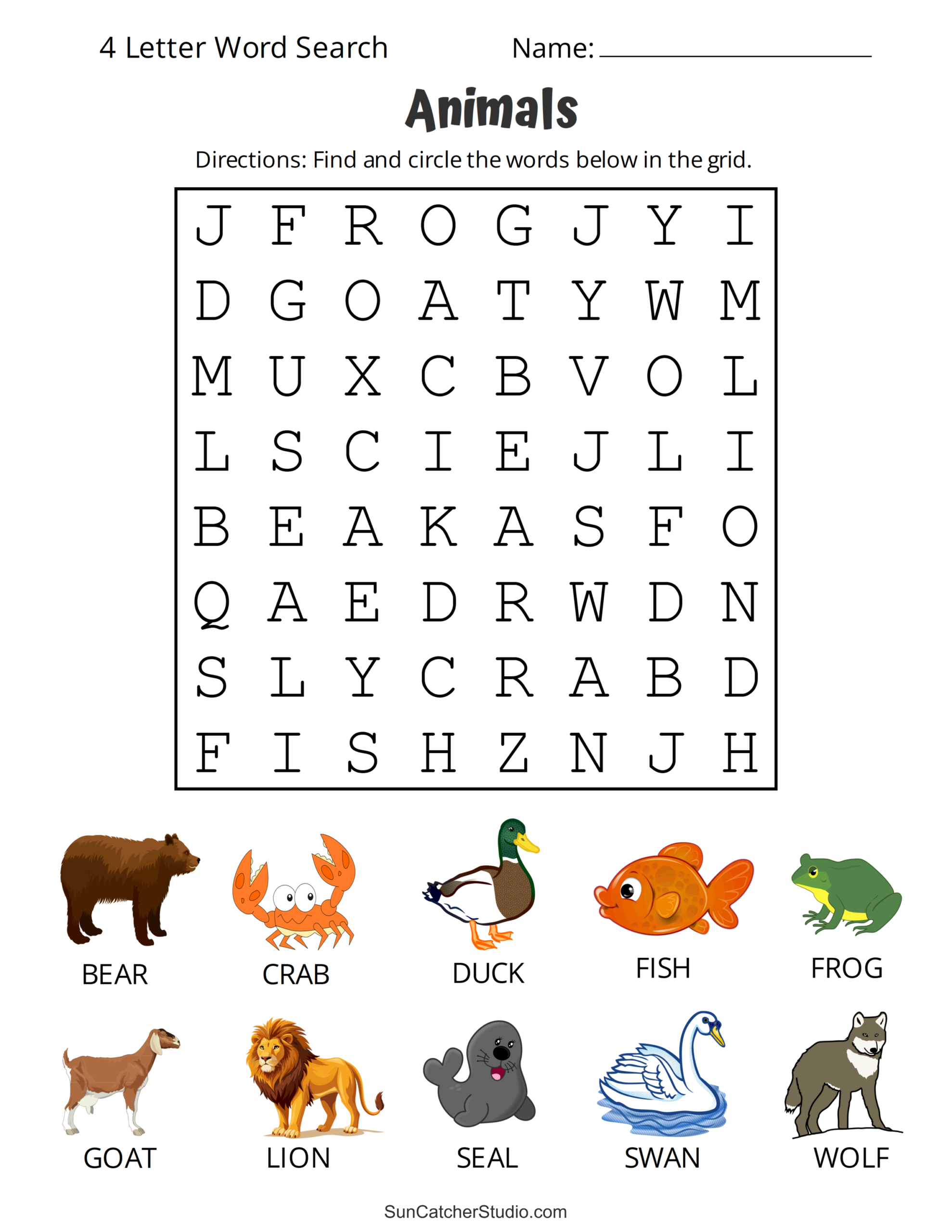 Kindergarten Word Searches Free Printable