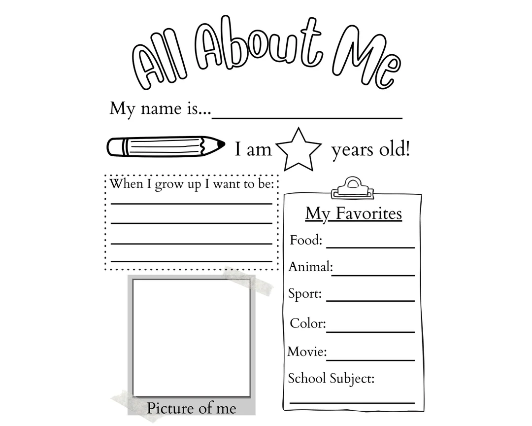 Printable All About Me Worksheet For Teachers