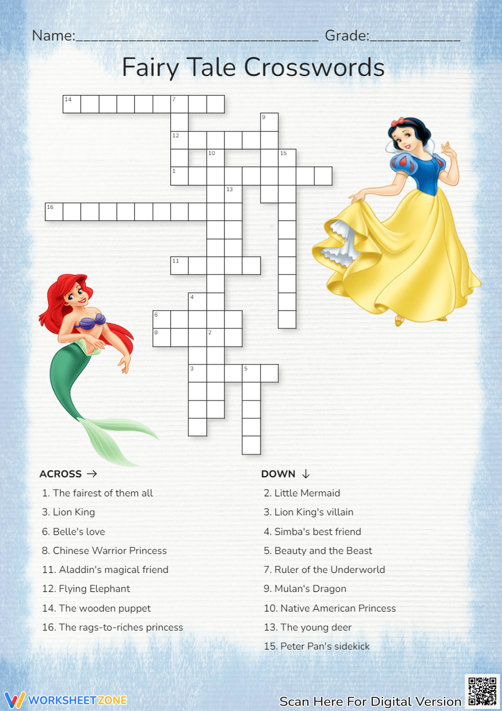 Free Disney Crossword Puzzles Printable Adult