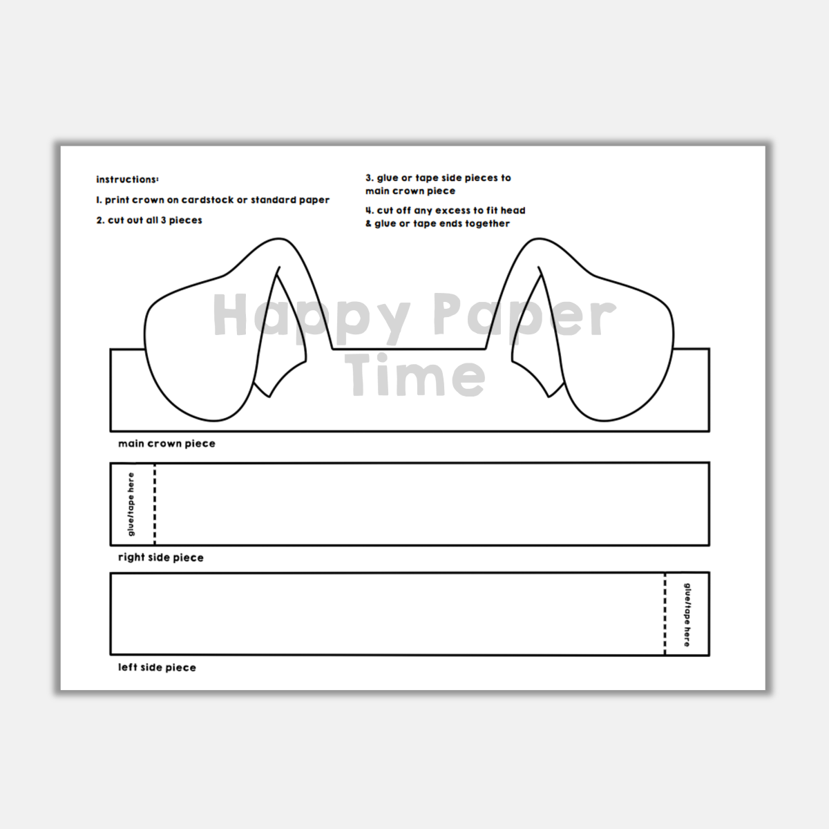 Printable Dog Ears Halloween Dog Ears Crown Headband Printable 