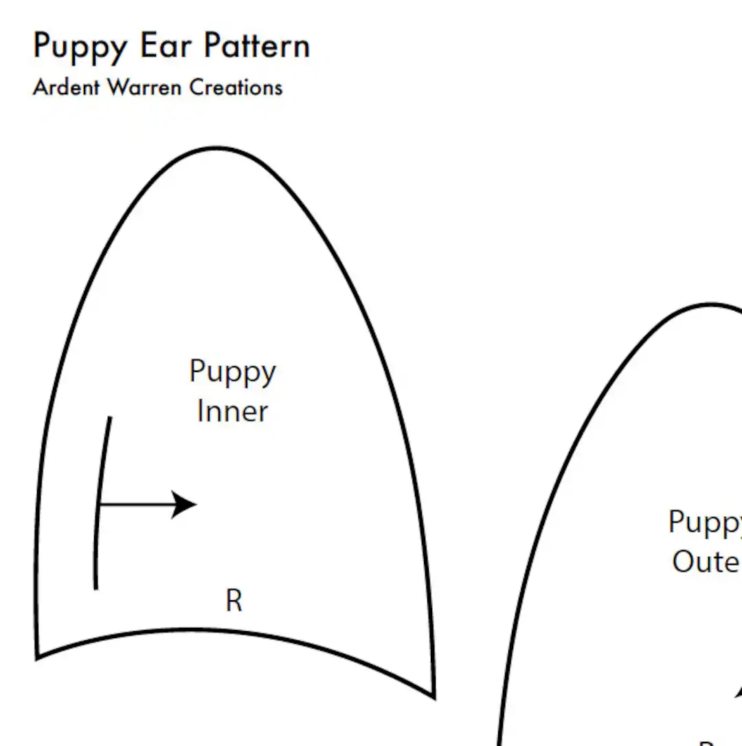Printable Dog Ears Halloween Puppy Ear Pattern For Making Faux Fur 