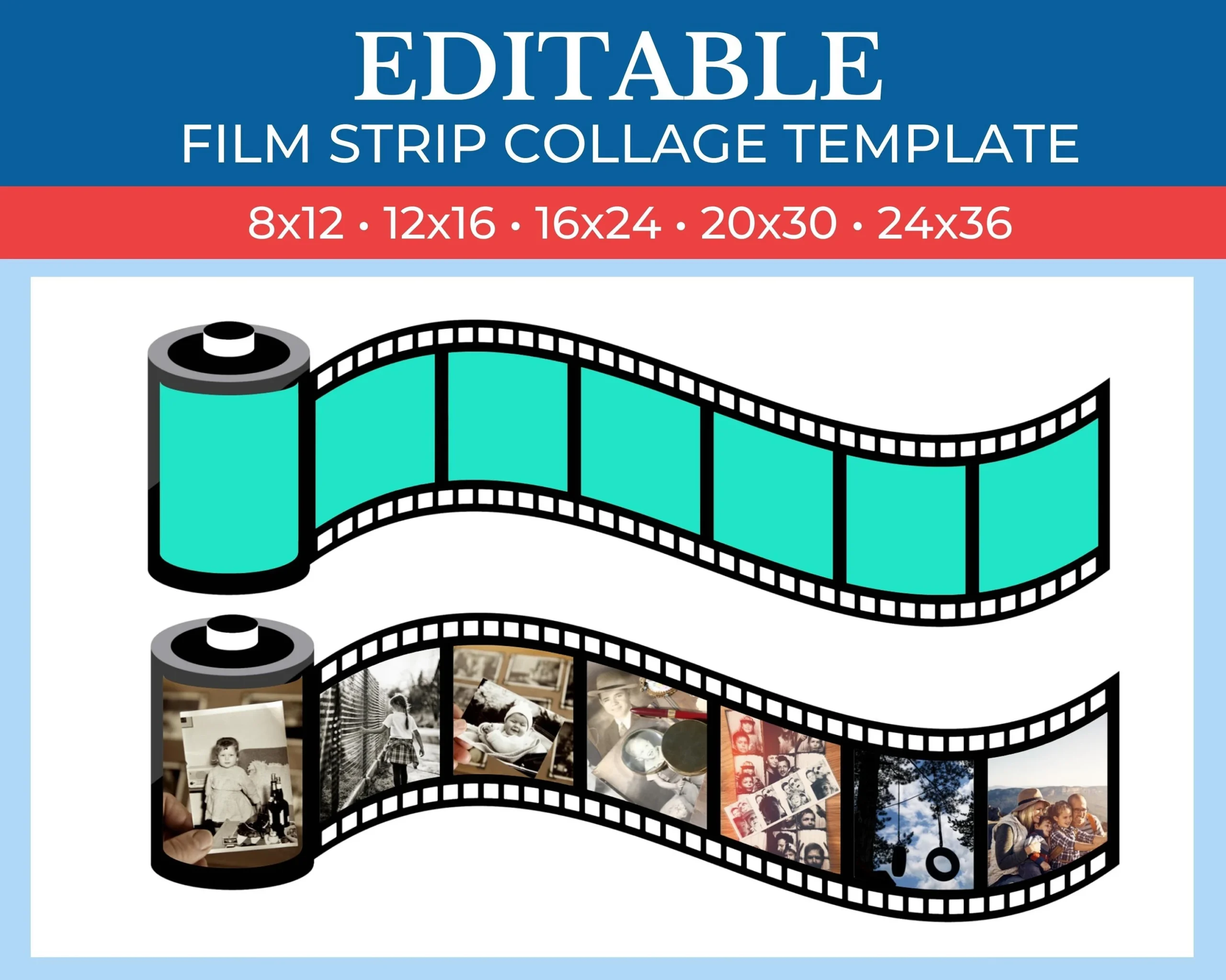 PRINTABLE Film Strip Gift Collage Template Collage For Film 