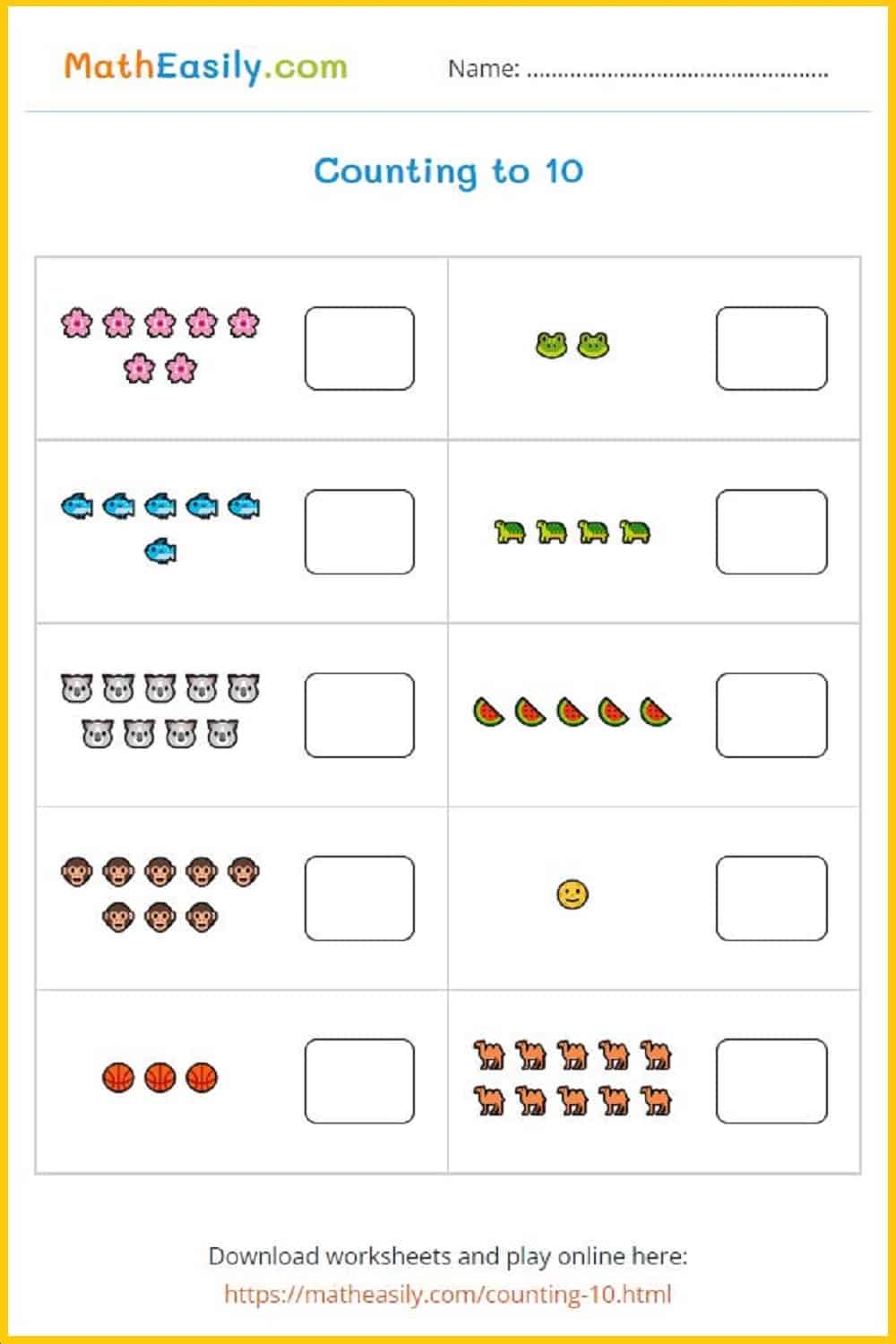 Kindergarten Math Worksheets - Printable