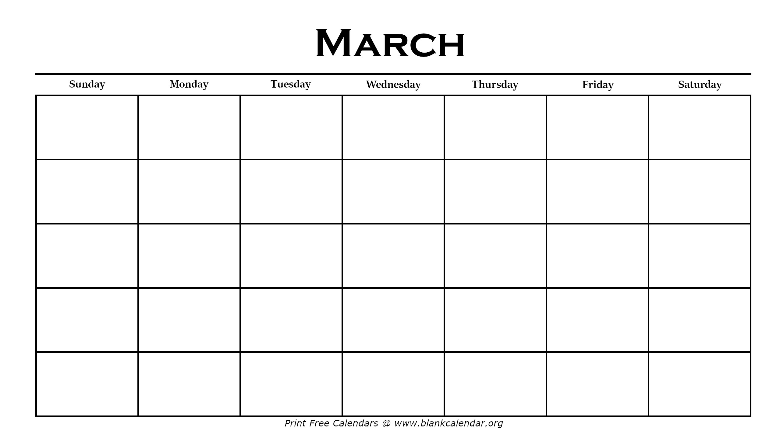 Blank Printable March Calendar