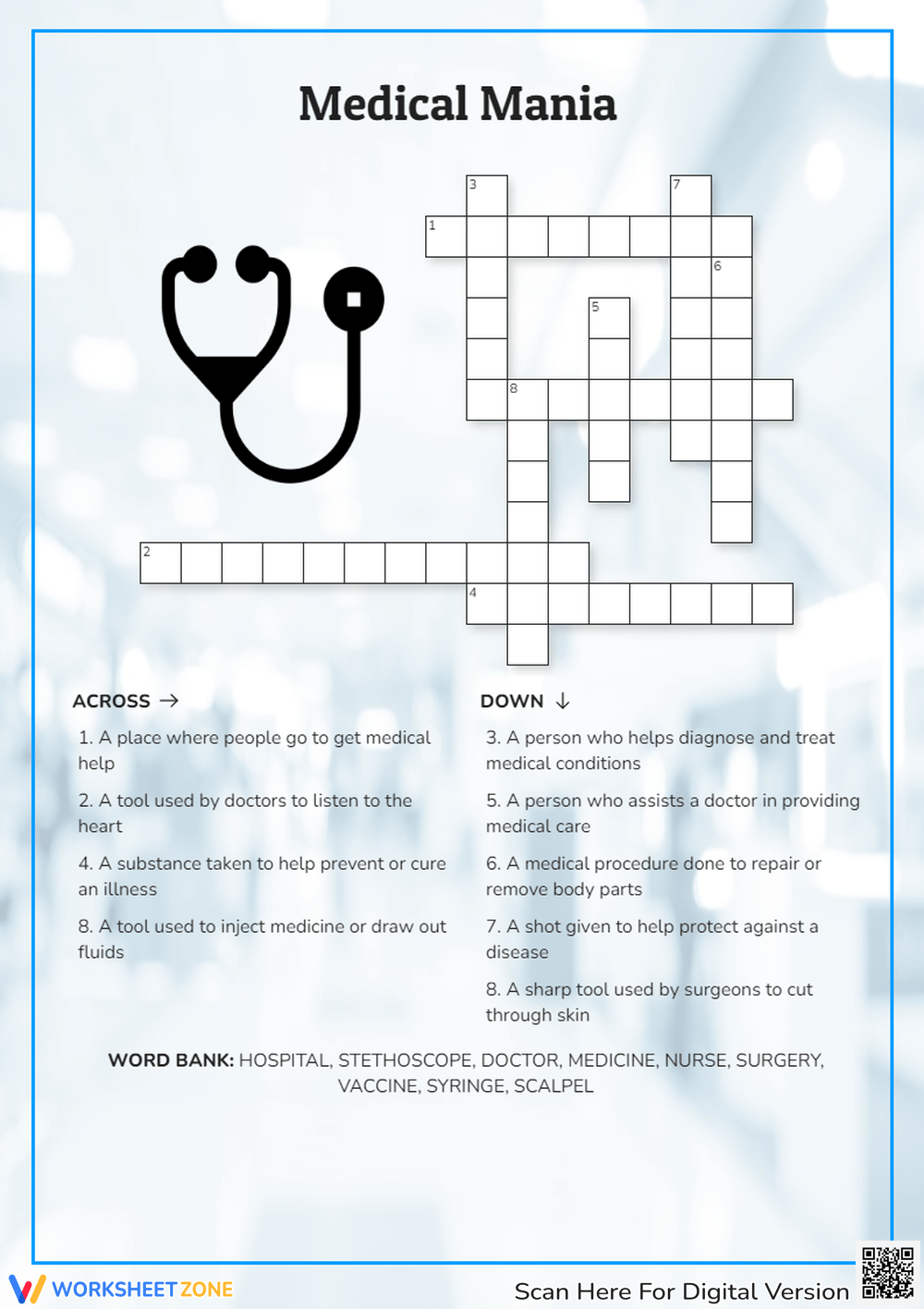 Healthcare Crossword Puzzle Printable