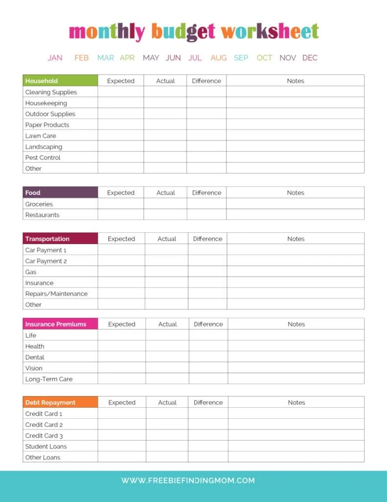 Free Printable Budget Template Monthly