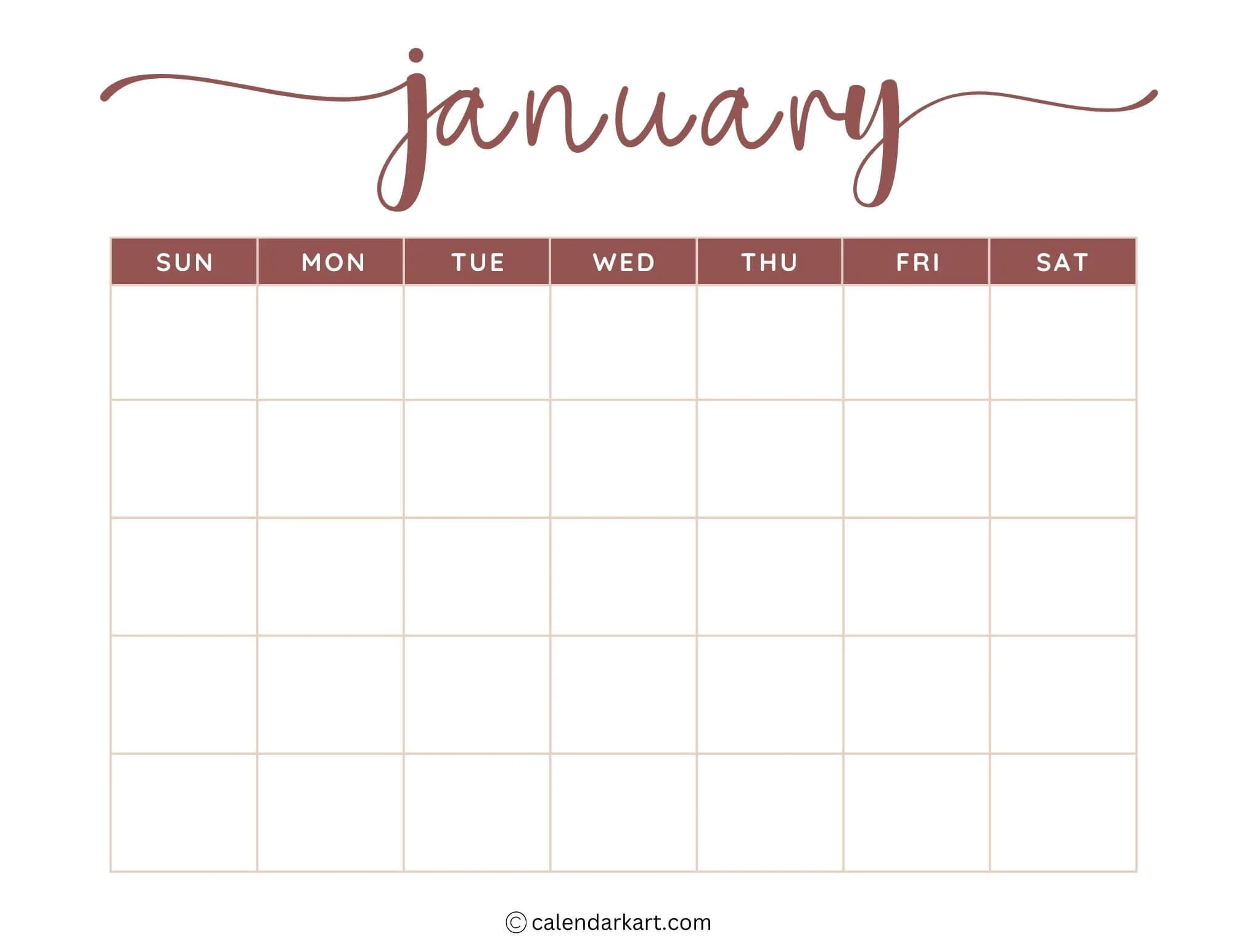 Printable Blank Calendar Template Word