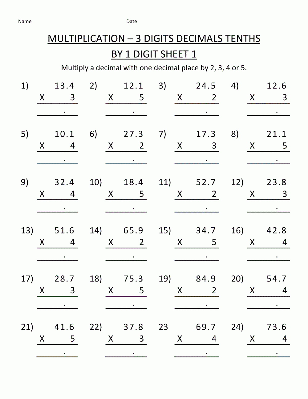 Multiplication Worksheets Grade 5 Free Printable