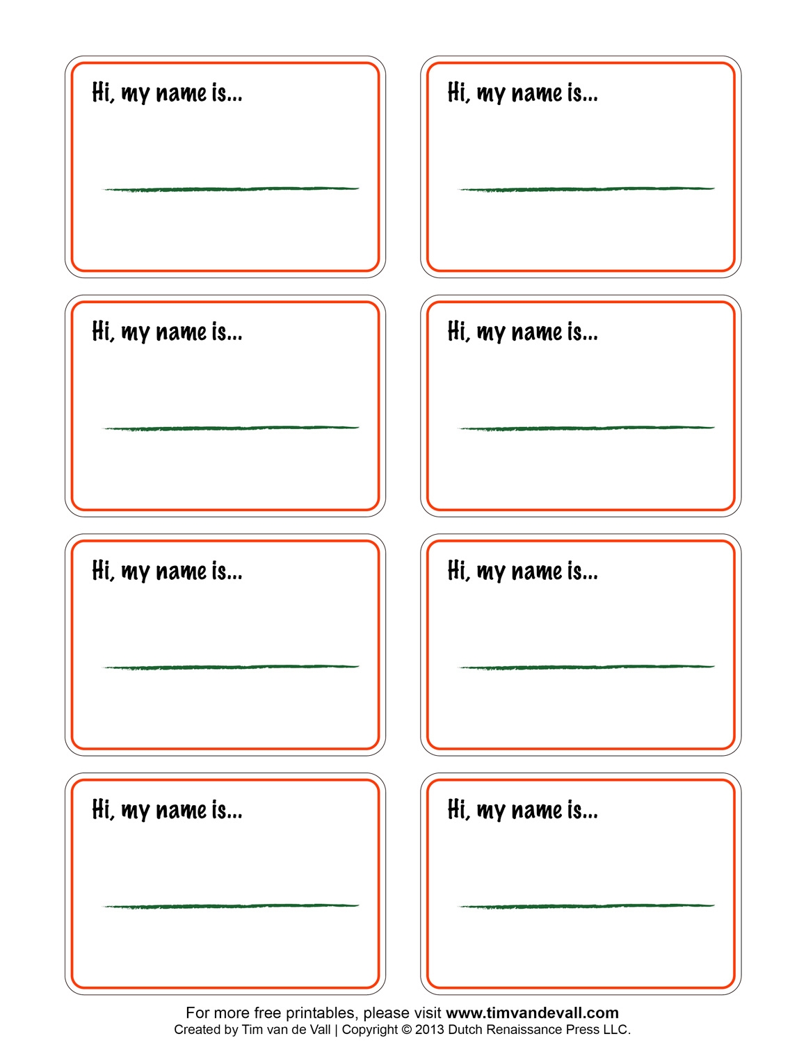 Free Printable Name Tag Template