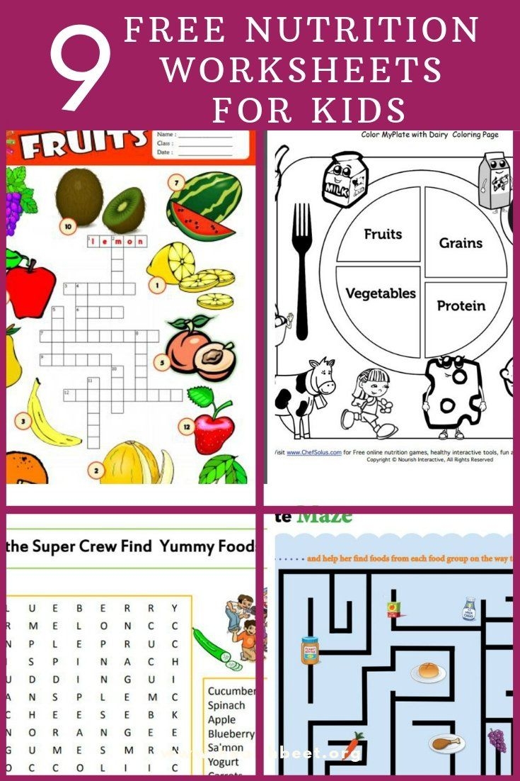 Printable Nutrition Worksheets For Kids 