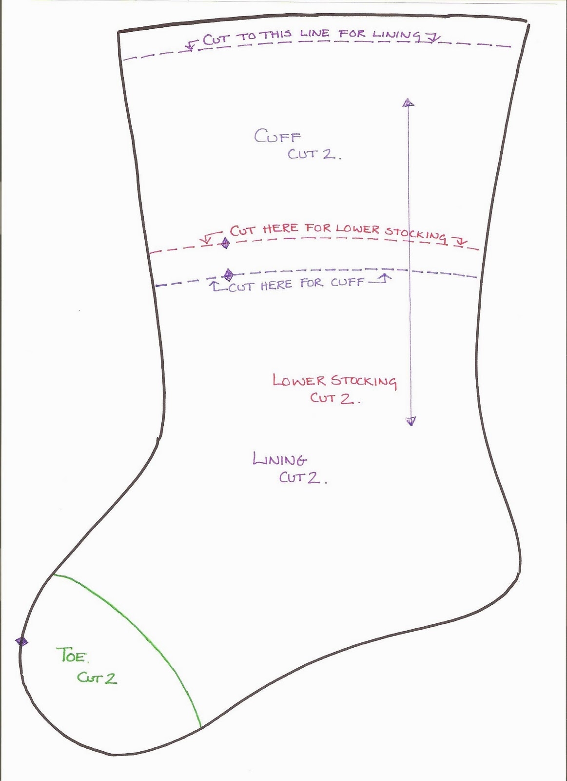 Template Print Free Printable Christmas Stocking Pattern