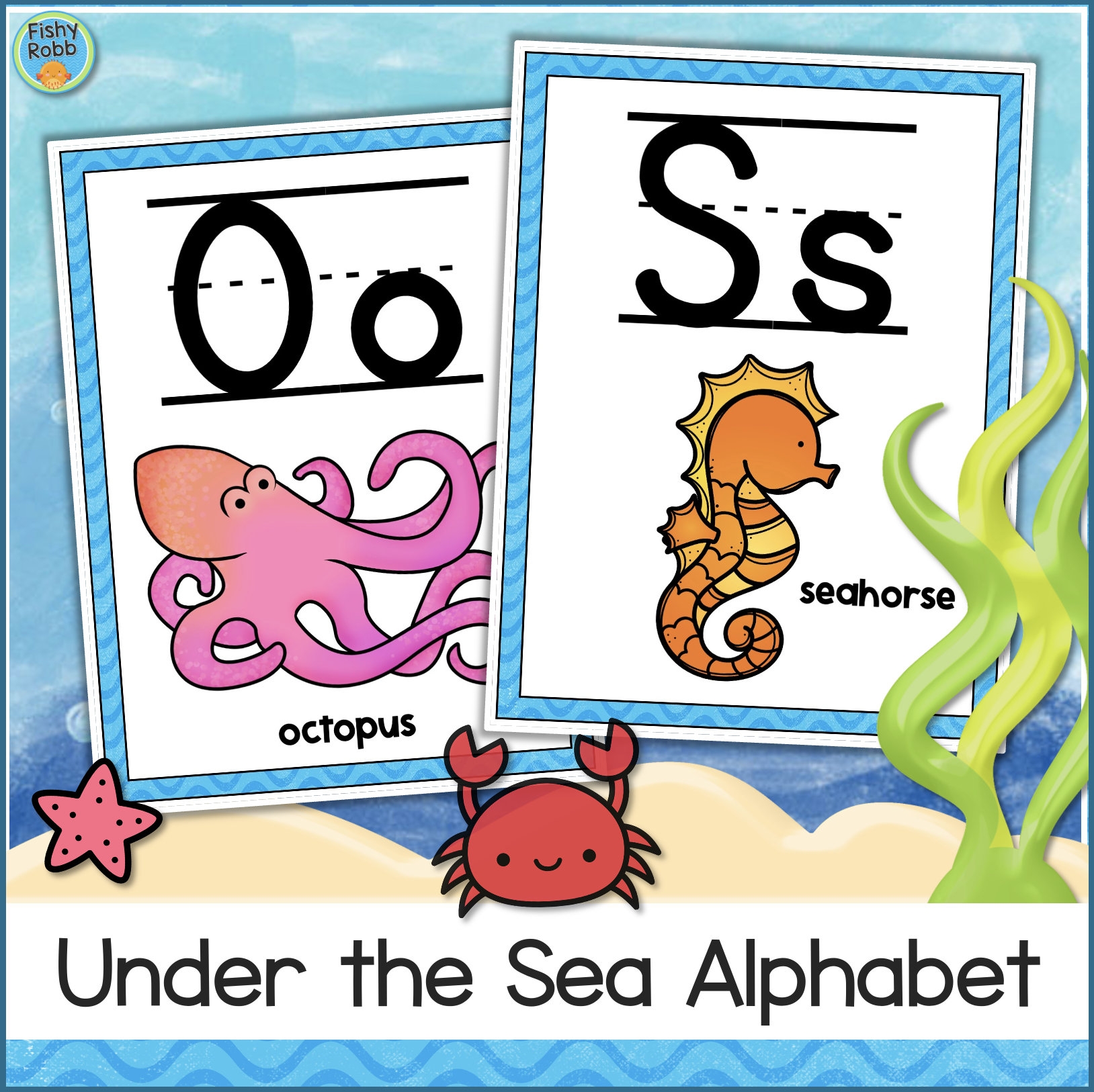 Printable UNDER The SEA Ocean Theme ABC Alphabet Posters Letters A 
