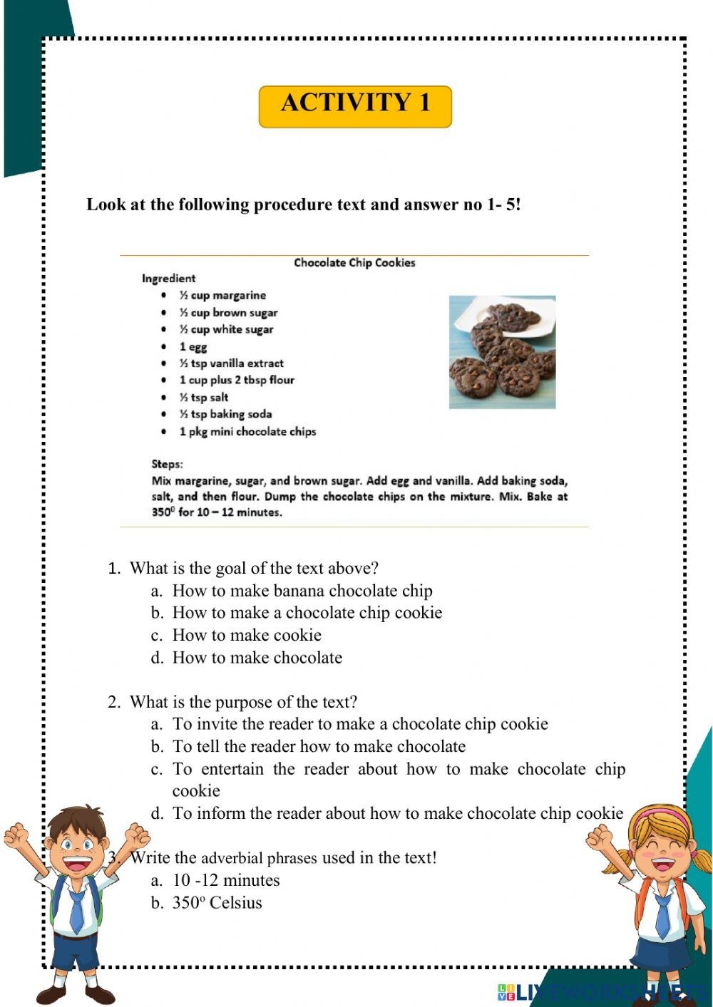 Worksheet Printable Procedure Text
