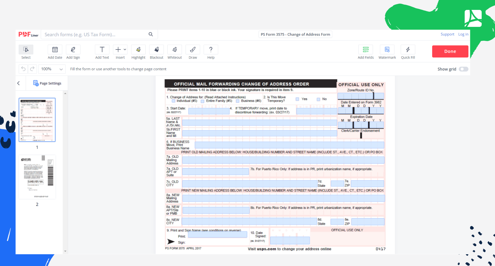 Ps Form 3575 Printable
