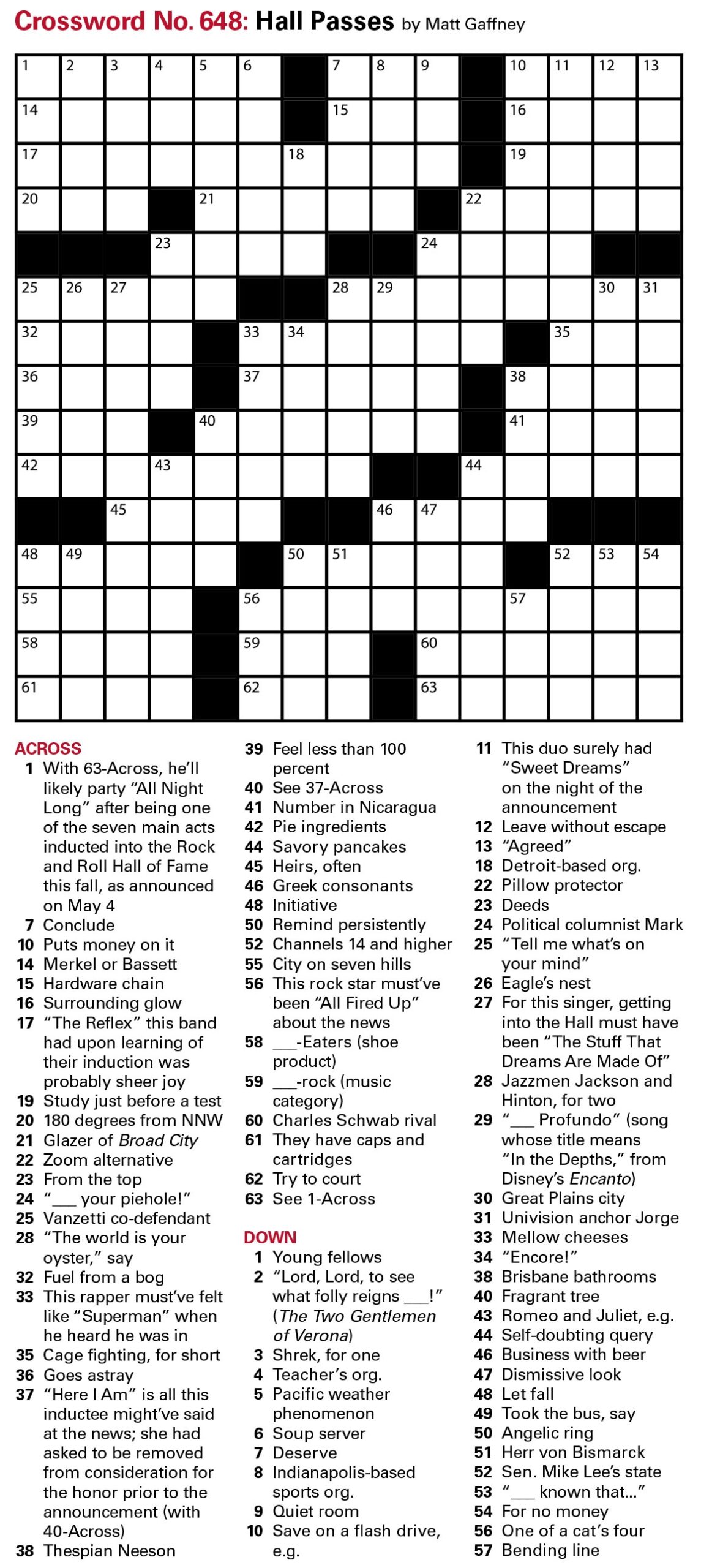 Puzzles Printable Crossword Issue May 20 2022 Puzzles 
