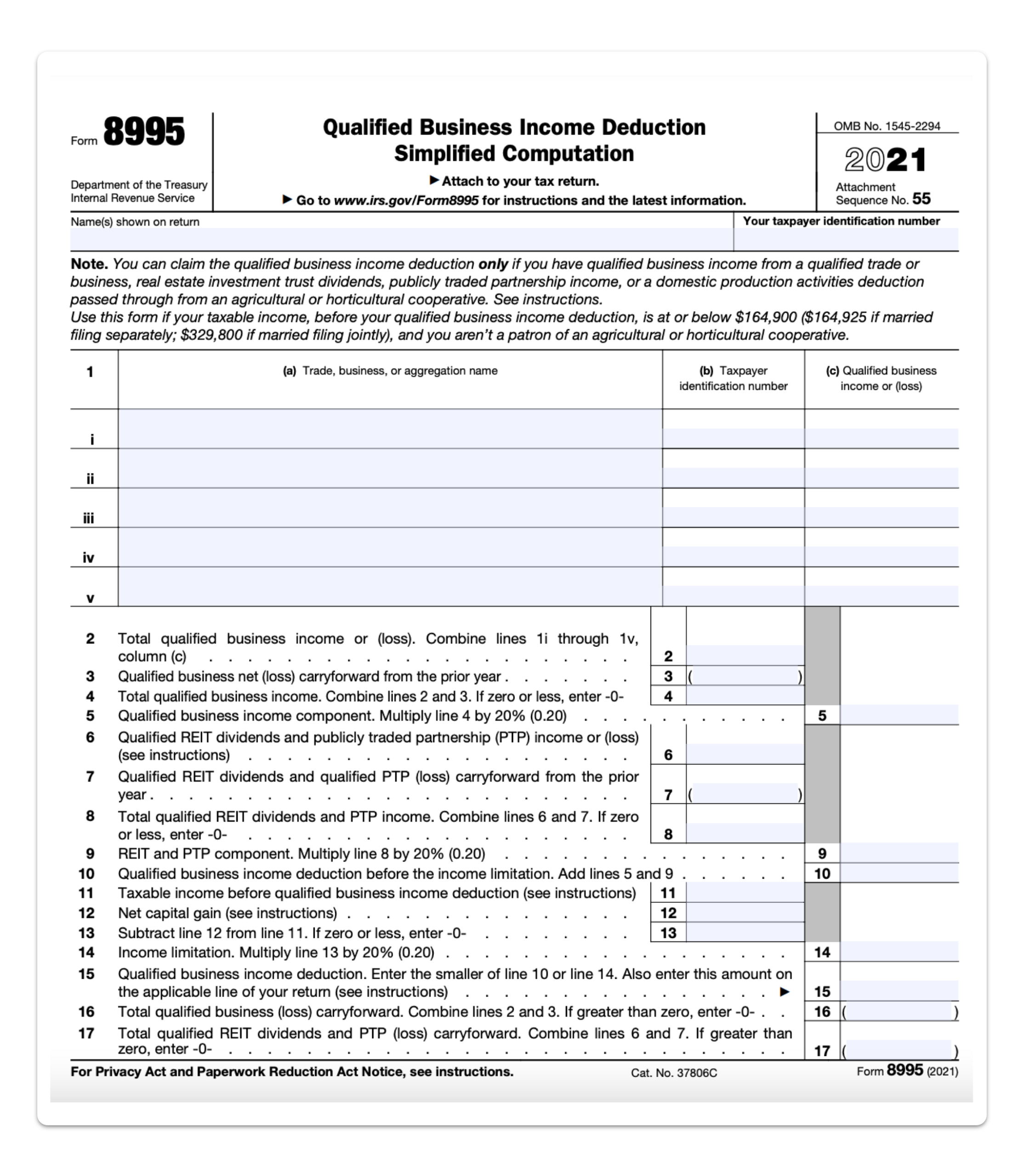 Irs Form Qualified Business Income