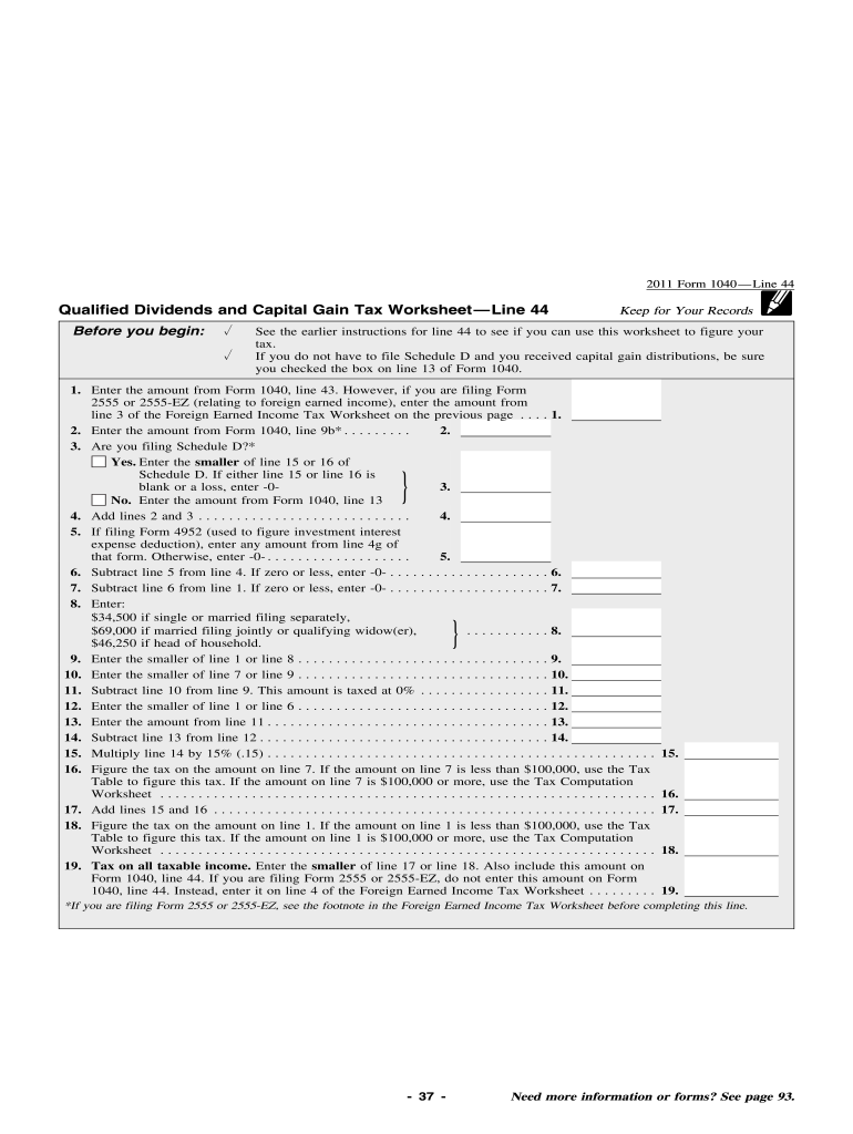 Qualified Dividends And Capital Gains Worksheet 2023 Fill Out 