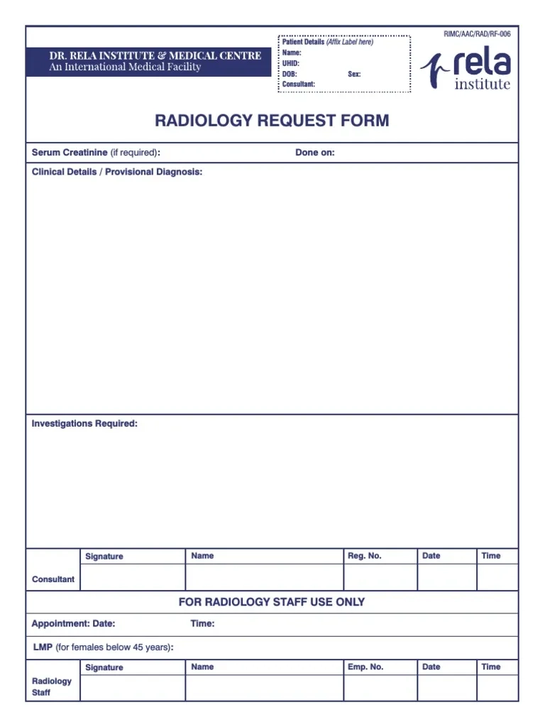 X Ray Request Form Pdf