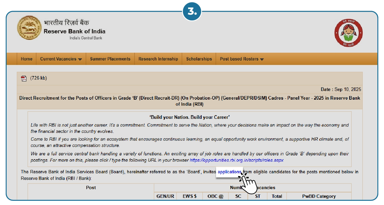 Rbi Grade B Exam Application Form 2025