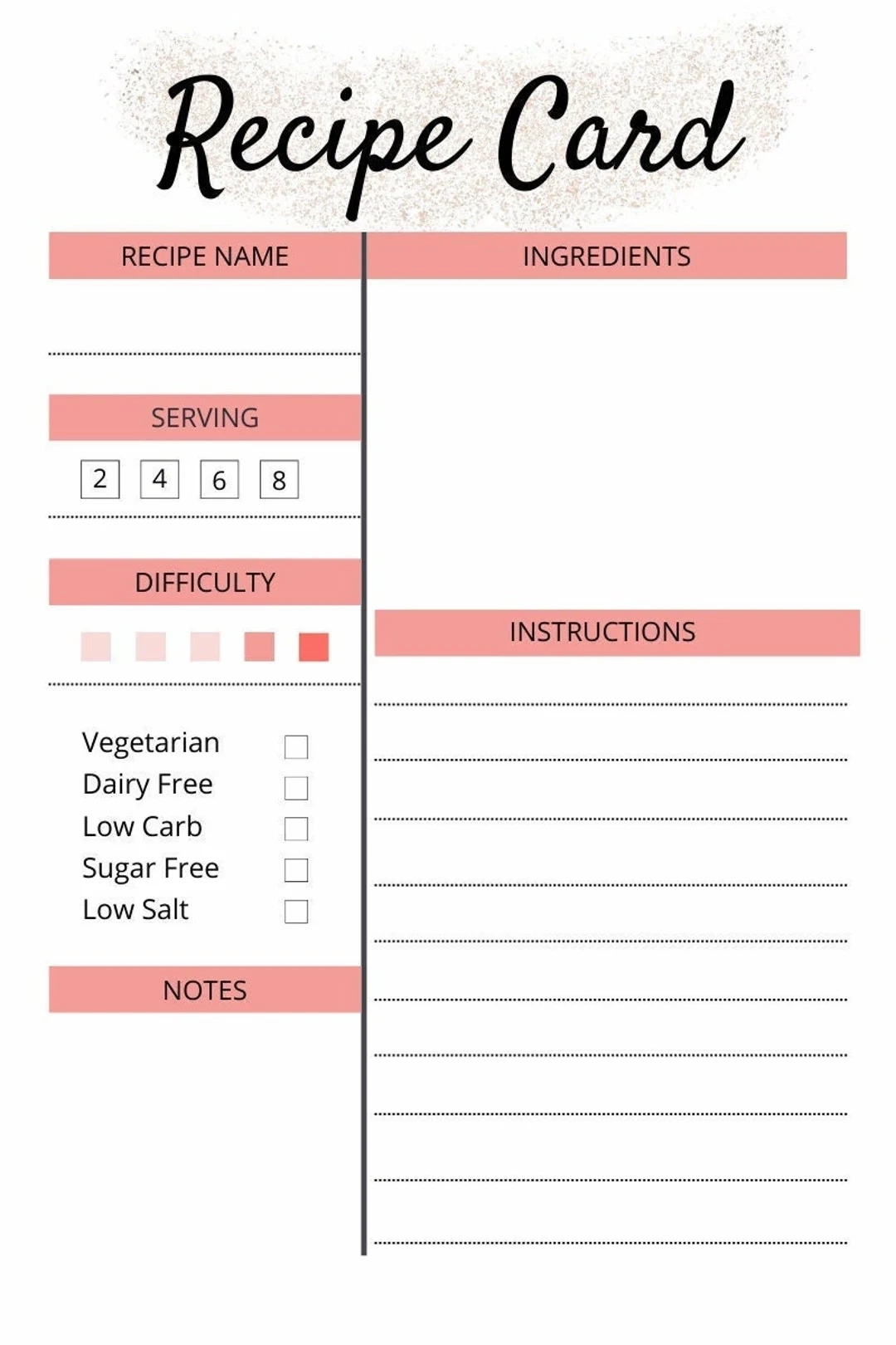 Recipe Card Template Printable Recipe Template Recipe Page 