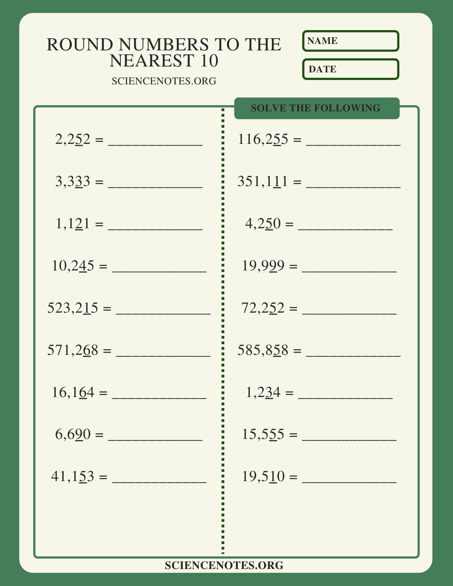 Rules For Rounding Numbers Printable