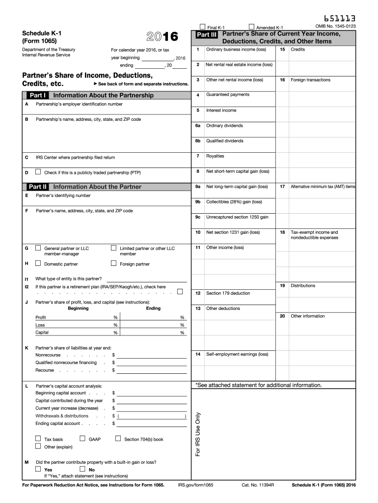 Irs Form 1065 B1