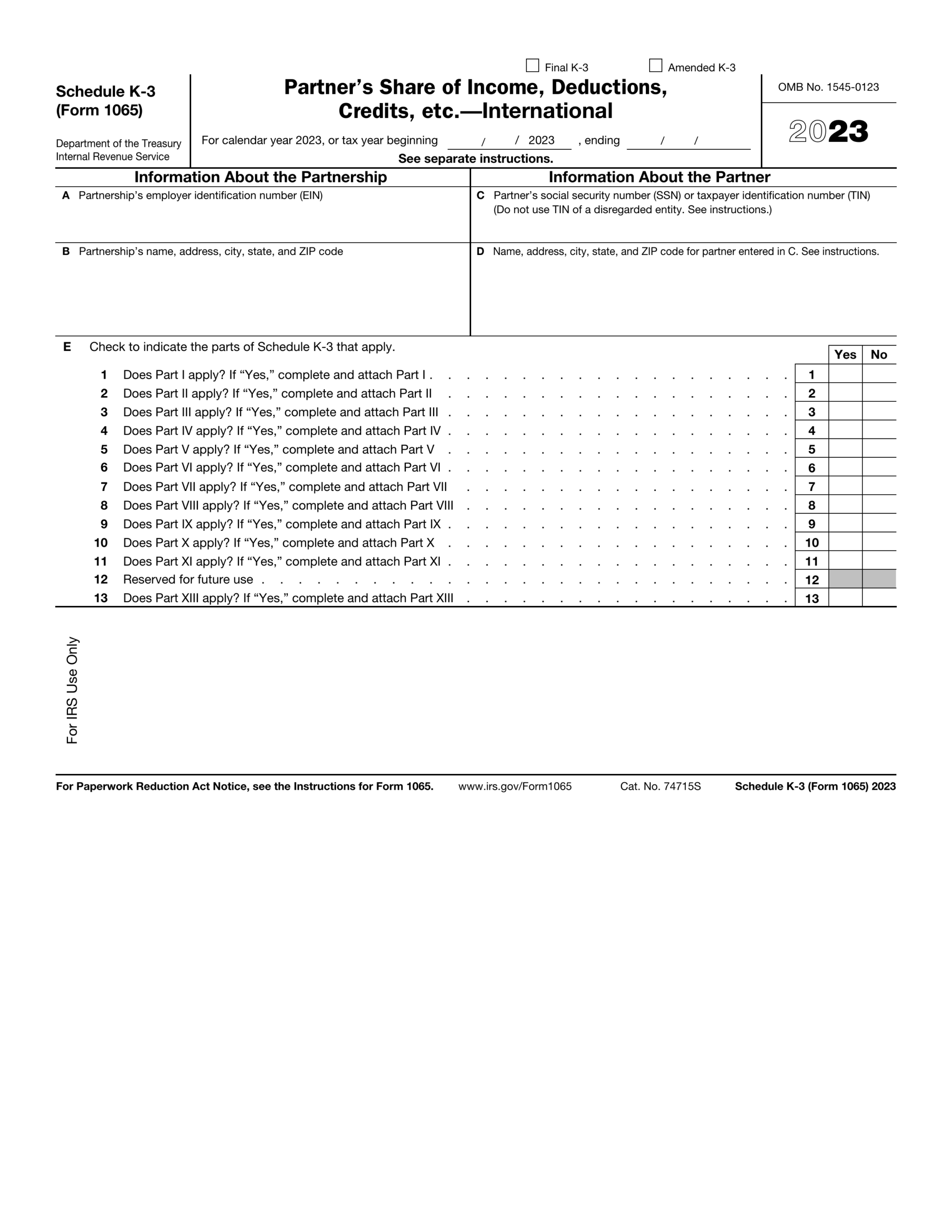 Schedule K Form 2024