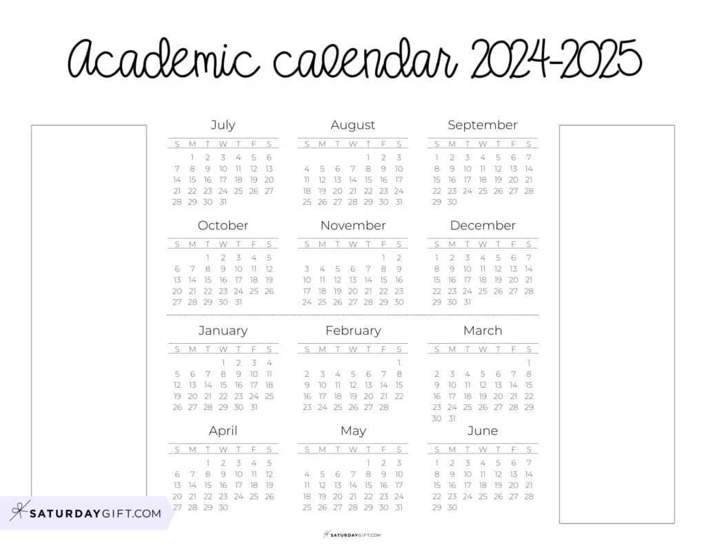 Printable Academic Calendar 2025