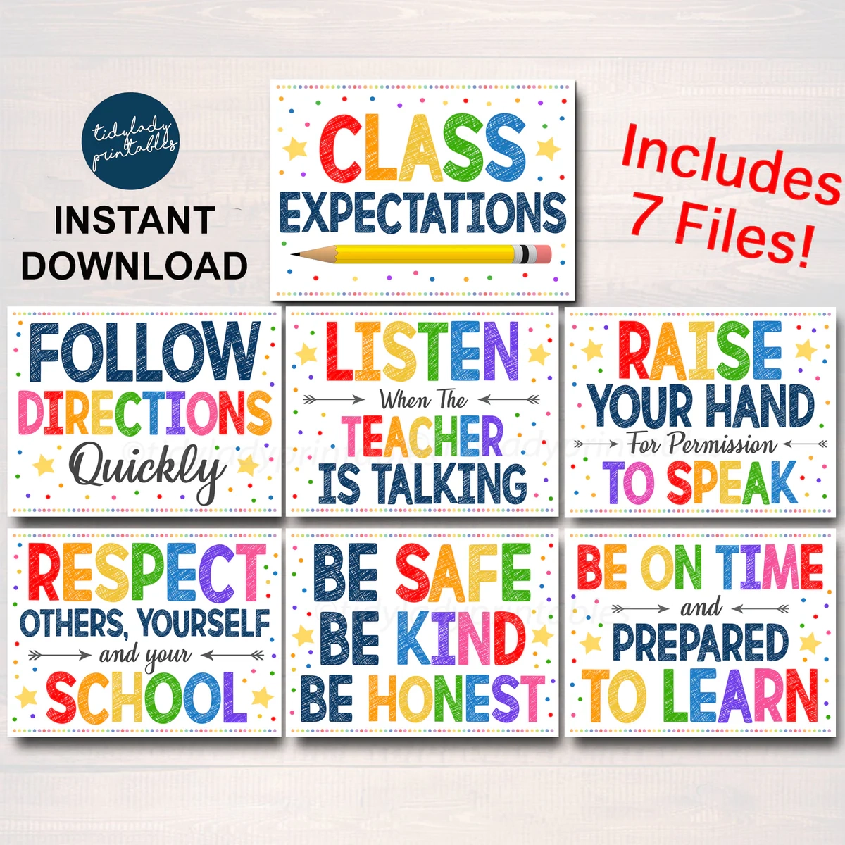 School Classroom Rules Poster Set TidyLady Printables