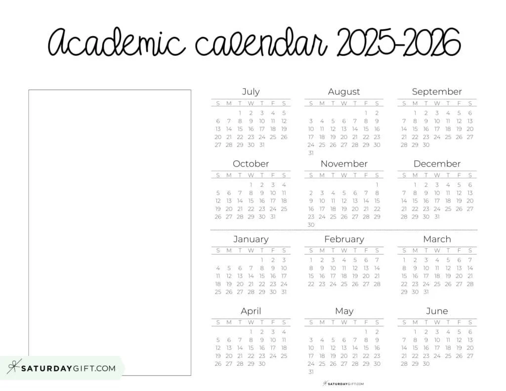 2025 And 2026 Academic Calendar Printable