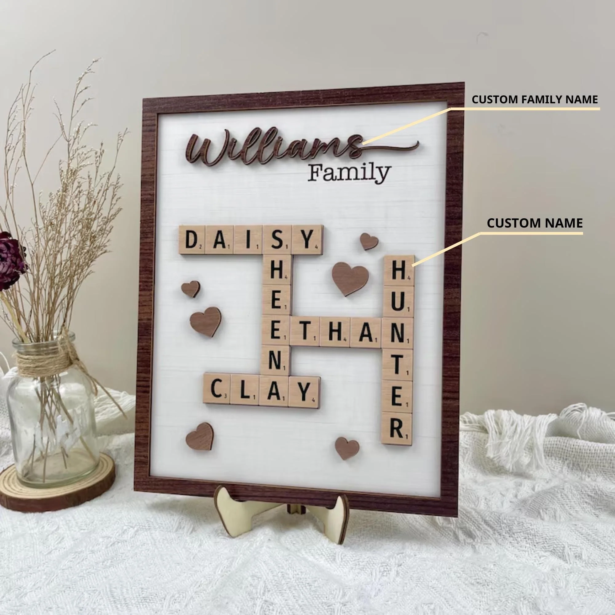 Scrabble Family Names Wall Art Printable Nea Crossword Puzzle 
