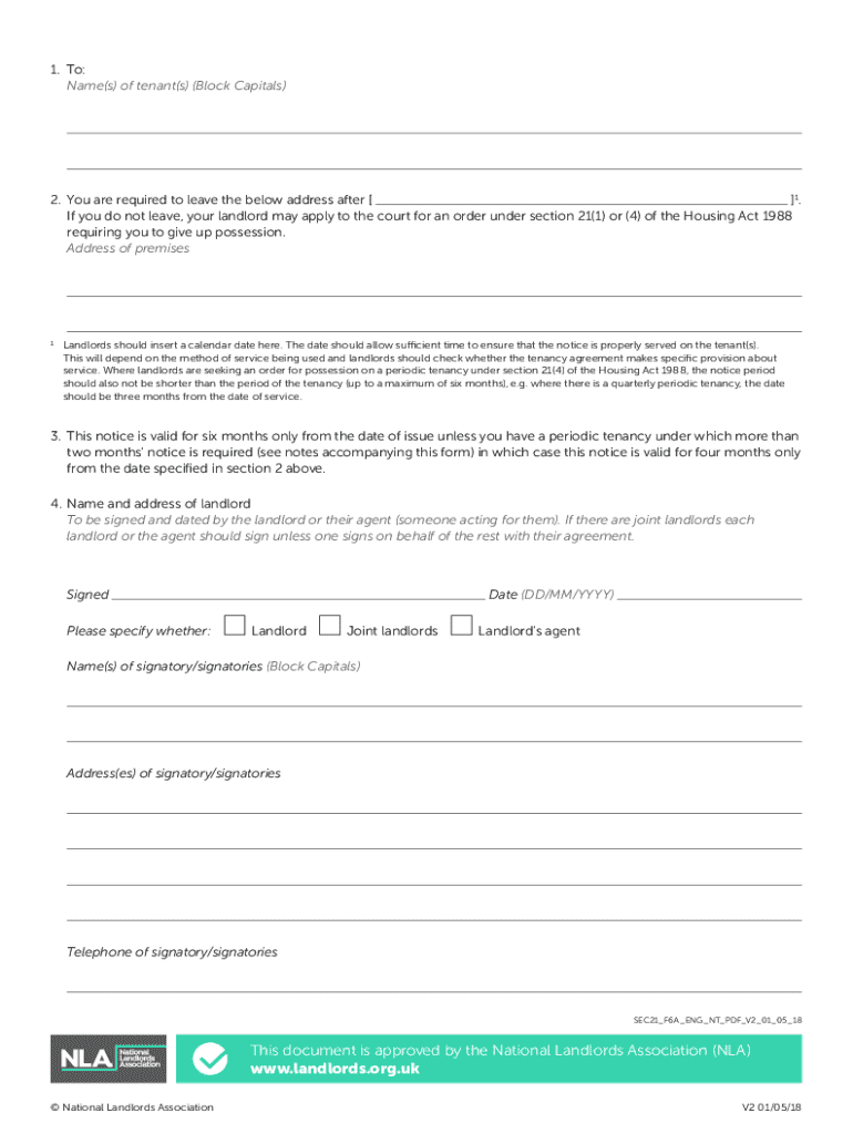 Section 21 Form 6a Pdf Fill Out amp Sign Online DocHub