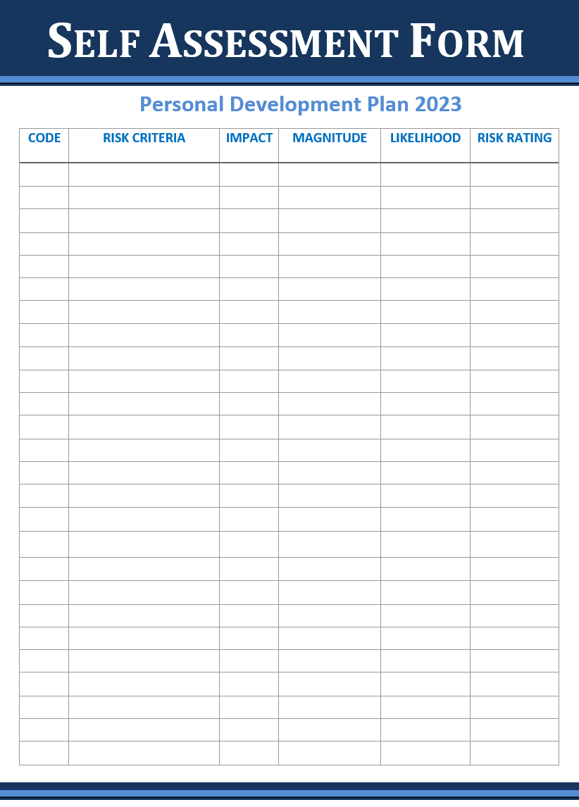 Self Assessment Form Free Word And Excel Templates